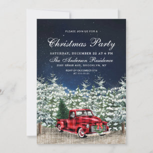 Invitación Fiesta de Navidades de invierno de Camión Rojo Ret