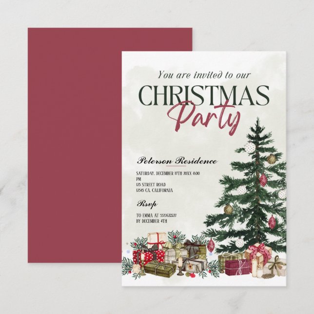 Invitación Fiesta de Navidades de invierno de la marina de pi (Anverso / Reverso)