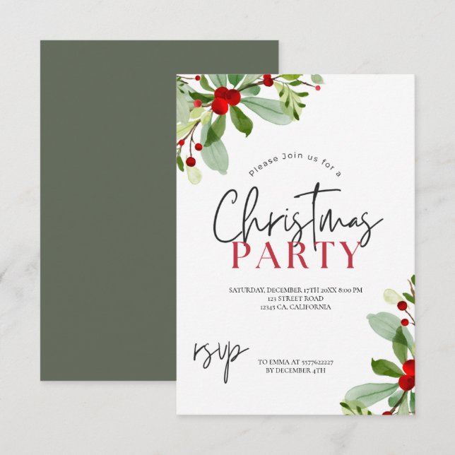 Invitación Fiesta de Navidades de invierno de la marina de pi (Anverso / Reverso)