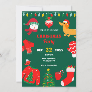 Invitación Fiesta de navidades de invierno de Navidades verde