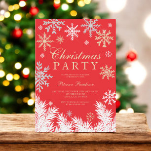 Invitación Fiesta de Navidades de invierno de pino rojo con c