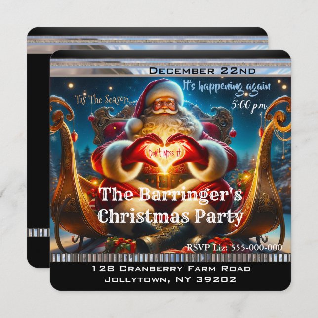 Invitación Fiesta de Navidades de Invierno de Santa Festivida (Anverso / Reverso)