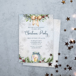 Invitación Fiesta de Navidades de invierno escarpados y nevad