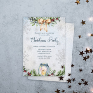 Invitación Fiesta de Navidades de invierno escarpados y nevad