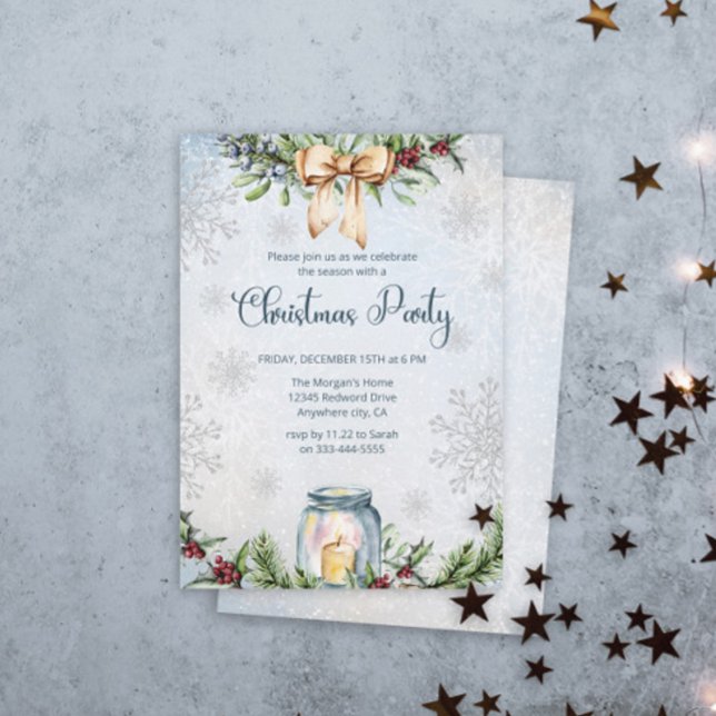 Invitación Fiesta de Navidades de invierno escarpados y nevad (Subido por el creador)
