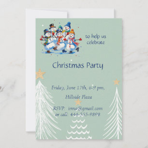 Invitación Fiesta de Navidades de invierno feliz bailando muñ