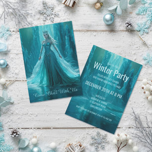 Invitación Fiesta de Navidades de invierno mágicos reina de h