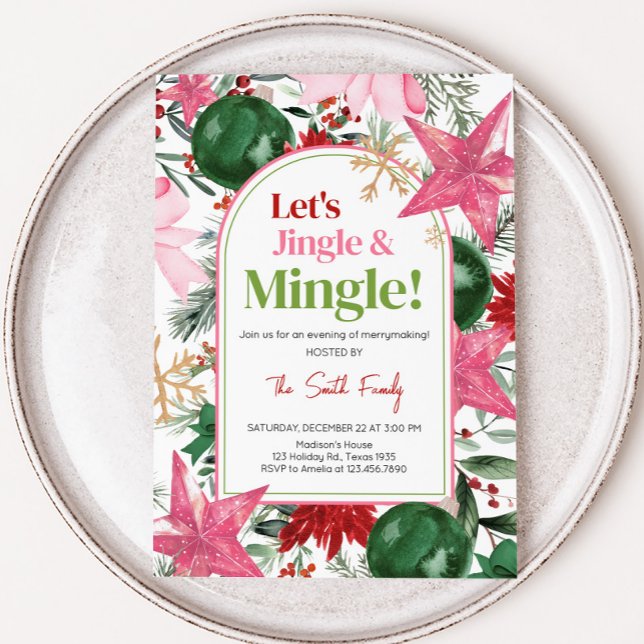 Invitación Fiesta de Navidades de jingle y mingle festivo (Merrymaking Jingle and Mingle Christmas Party Invitation)