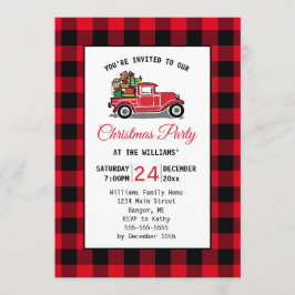 Invitación Fiesta de Navidades de juguetes de camionetas roja