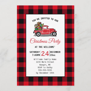Invitación Fiesta de Navidades de juguetes de camionetas roja