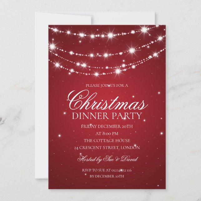 Invitación Fiesta de Navidades de la cadena de chispa roja y  (Anverso)