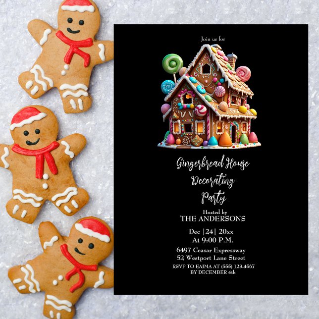 Invitación Fiesta de Navidades de la casa Gingerbread festivo (Subido por el creador)