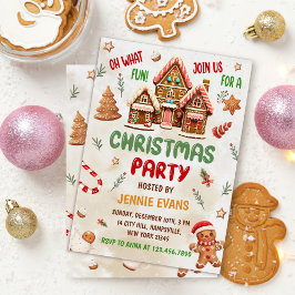 Invitación Fiesta de Navidades de la casa Gingerbread festivo