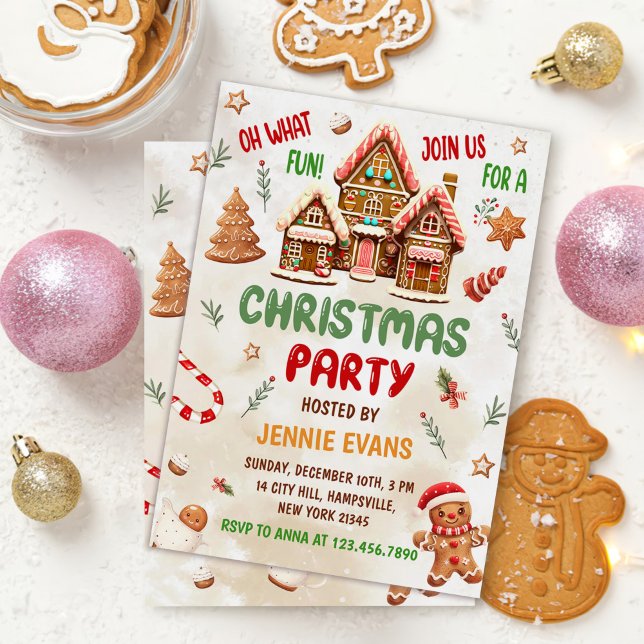 Invitación Fiesta de Navidades de la casa Gingerbread festivo (Subido por el creador)