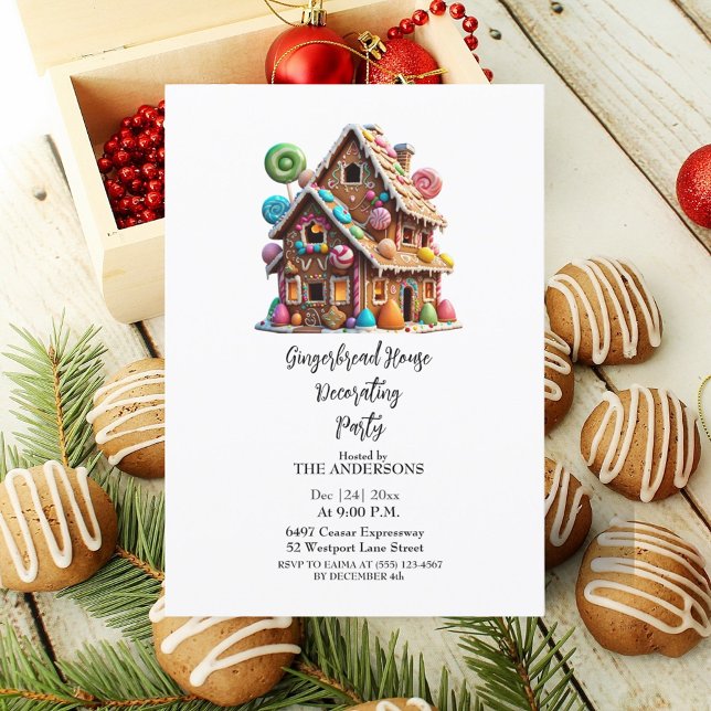 Invitación Fiesta de Navidades de la casa Gingerbread festivo (Subido por el creador)