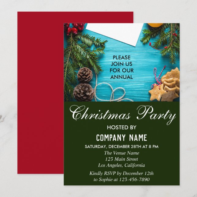 Invitación Fiesta de Navidades de la Compañía Verde, Azul y R (Anverso / Reverso)