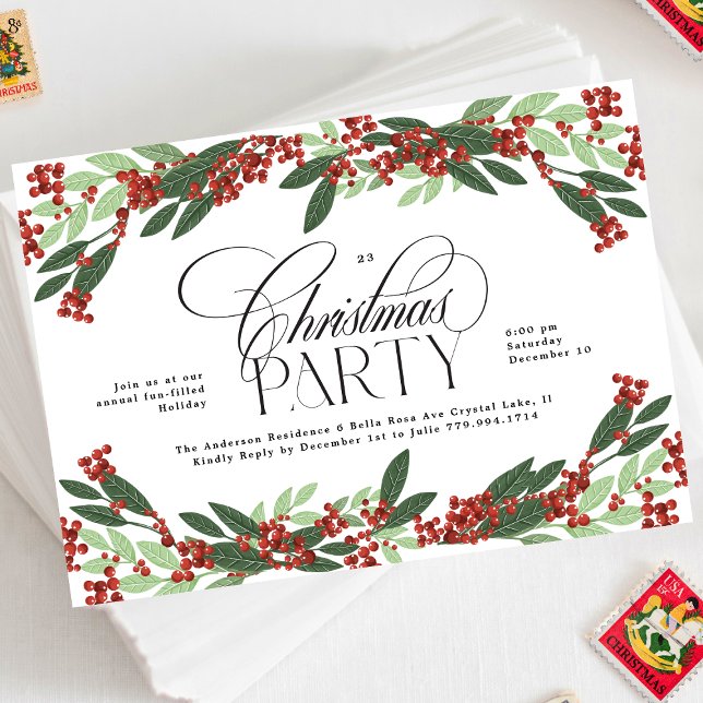 Invitación Fiesta de Navidades de la elegancia botánica encan (Subido por el creador)