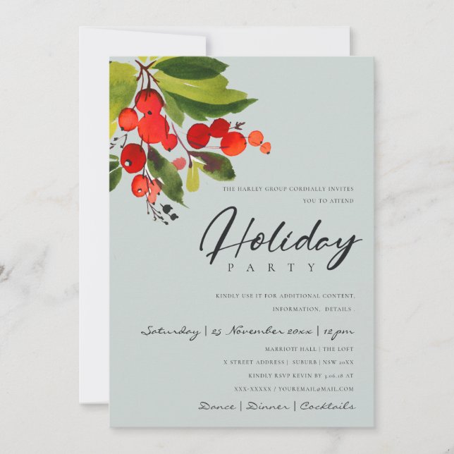 INVITACIÓN FIESTA DE NAVIDADES DE LA EMPRESA GRY RED BERRIES (Anverso)