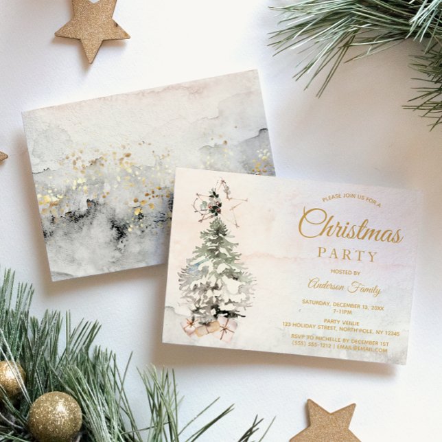 Invitación Fiesta de Navidades de la familia de acuarelas rus (Subido por el creador)