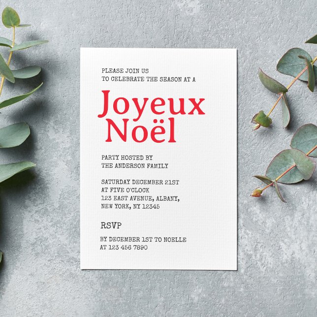 Invitación Fiesta de Navidades de la franja roja Joyeux Noël (Subido por el creador)