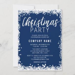 Invitación Fiesta de Navidades de la frontera de nieve azul y