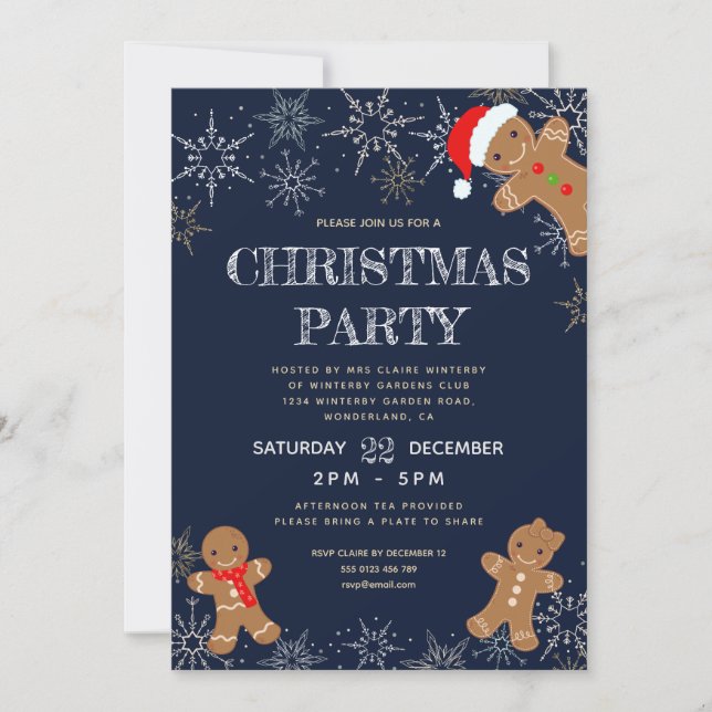 Invitación Fiesta de Navidades de la Marina de Snowflake mode (Anverso)