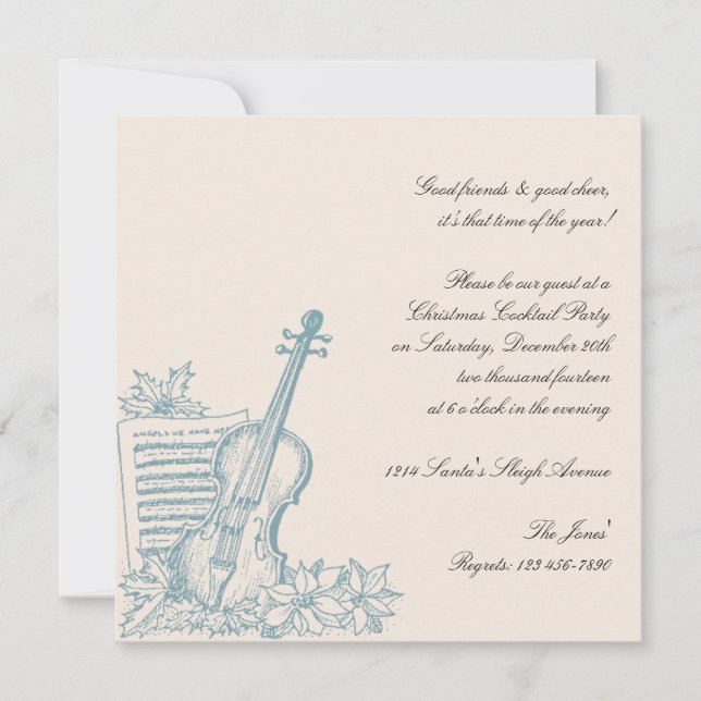 Invitación Fiesta de Navidades de la música blanca y azul del (Anverso)