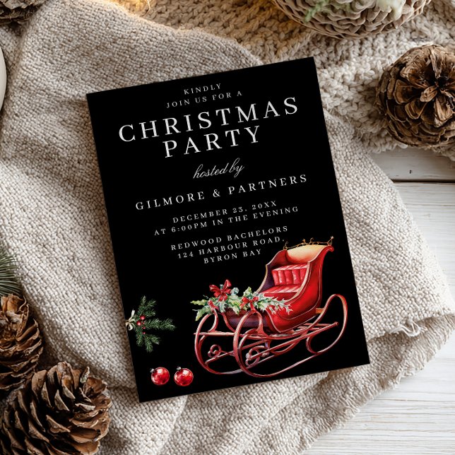 Invitación Fiesta de Navidades de la oficina de Santa Sleigh (Subido por el creador)