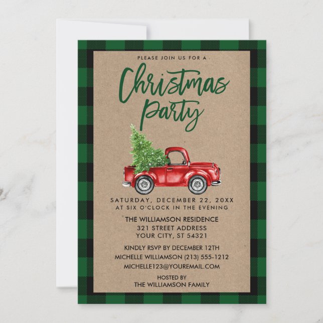 Invitación Fiesta de Navidades de la placa de Camión de Cepil (Anverso)