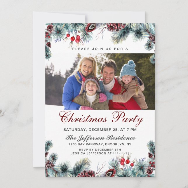 Invitación Fiesta de Navidades de la rama de los pieles acuar (Anverso)