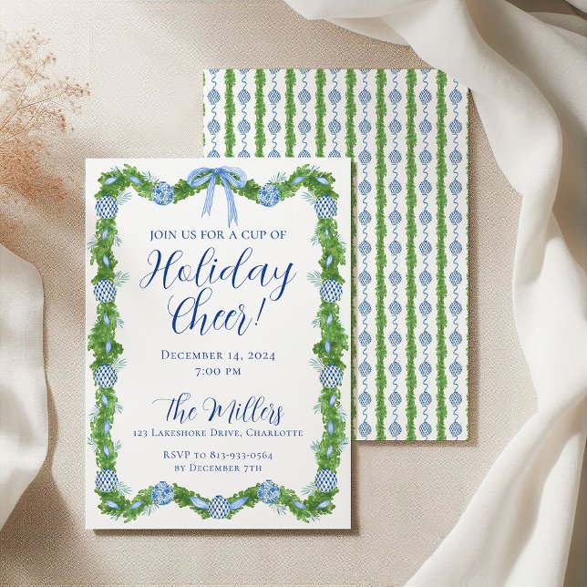 Invitación Fiesta de Navidades de la serie azul Chinoiserie G (Subido por el creador)