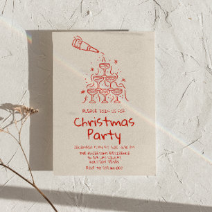 Invitación Fiesta de Navidades de la Torre del Champagne Rojo