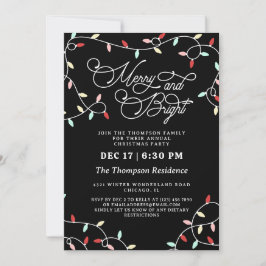 Invitación Fiesta de Navidades de las luces de cadena merry y