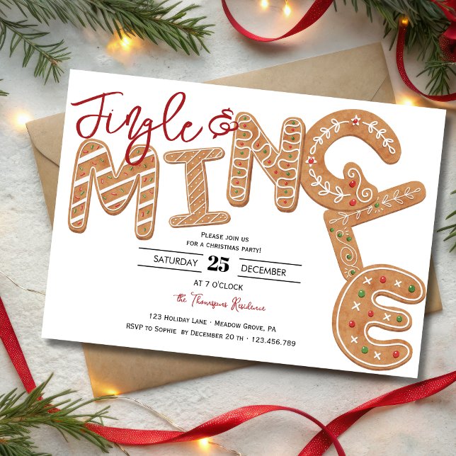 Invitación Fiesta de Navidades de letras jingle y mingle ging (Subido por el creador)