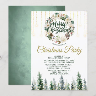 Invitación Fiesta de Navidades de los bosques de flores rusas