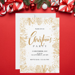 Invitación Fiesta de Navidades de lujo blancos y Relieves met