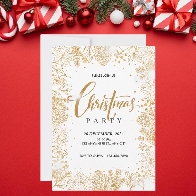 Invitación Fiesta de Navidades de lujo blancos y Relieves met (Subido por el creador)