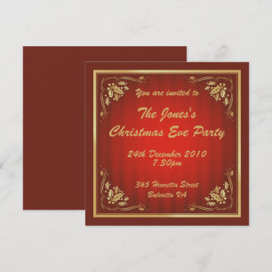 Invitación Fiesta de Navidades de lujo rojo y oro
