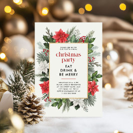 Invitación Fiesta de Navidades de marco floral festivo