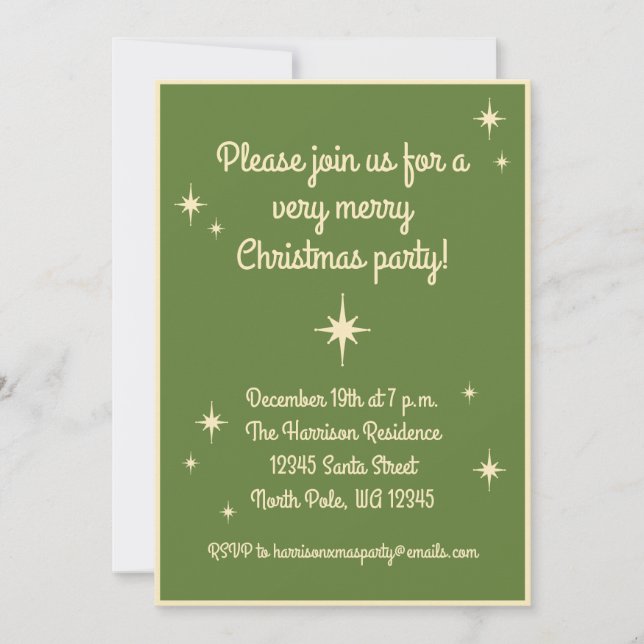 Invitación Fiesta de Navidades de Mid Century Modern Retro St (Anverso)