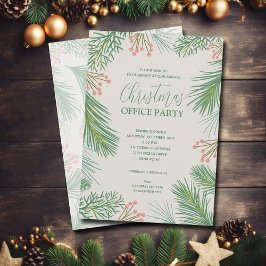 Invitación Fiesta de Navidades de moda Pines y Berries