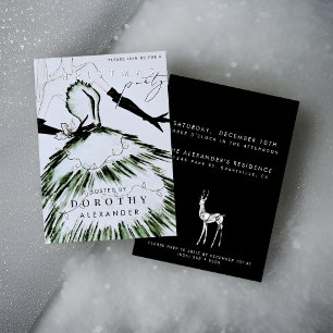 Invitación Fiesta de Navidades de modelo de moda de color de