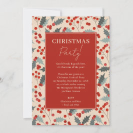 Invitación Fiesta de Navidades de Modern Holly Berry