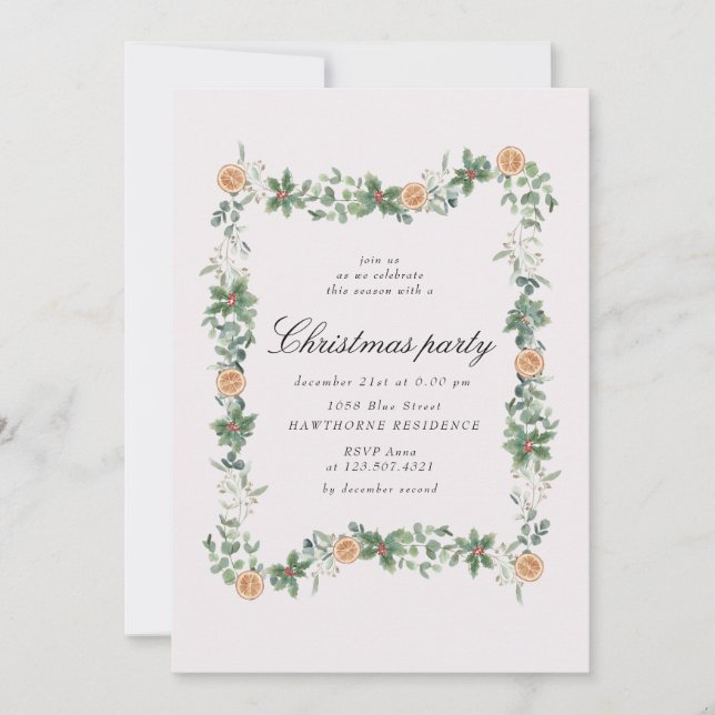 Invitación Fiesta de Navidades de Naranjas de verano (Anverso)