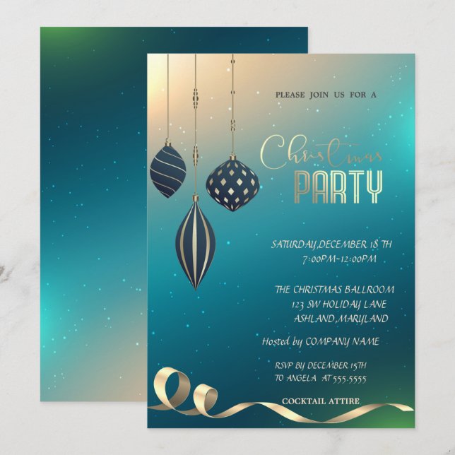 Invitación Fiesta de Navidades de navidad de Ornaments Compan (Anverso / Reverso)