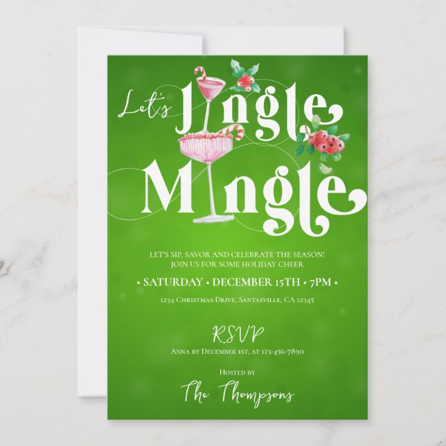 Invitación Fiesta de Navidades de navidad jingle mingle de na (Anverso)