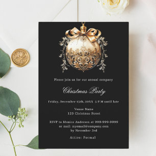 Invitación Fiesta de Navidades de negocios de ornamentos de o