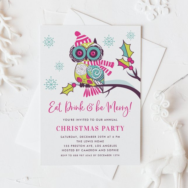 Invitación Fiesta de Navidades de Neon Owen, una fiesta alegr (Subido por el creador)