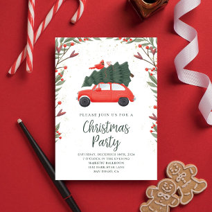 Invitación Fiesta de Navidades de nieve de Cute Pine Tree y R