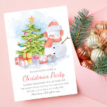 Invitación Fiesta de Navidades de niños de muñecas de nieve<br><div class="desc">Este bonito diseño de vacaciones cuenta con un caprichoso muñeco de nieve junto a un árbol de Navidad rodeado de regalos. Agregue su información personalizada para las invitaciones de grupo de Navidades. Simplemente edite el texto en los cuadros de texto proporcionados. #navidades #feriados #temporada #festividad #snowman #invierno #nieve #copos de...</div>